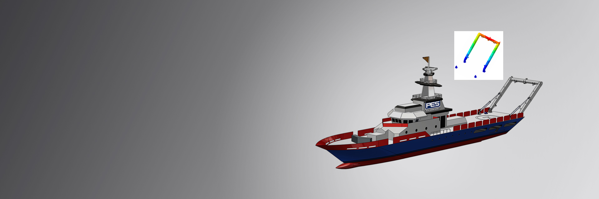 Rendering of A-Frame vessel-with SIM - 3DEXPERIENCE Works