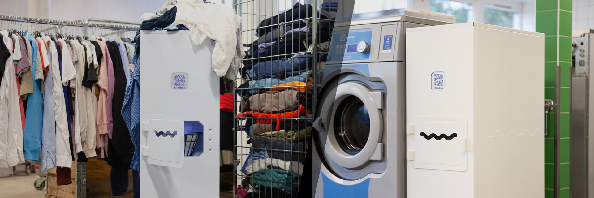 Mimbox in closet with clothes and in laundromat - SOLIDWORKS
