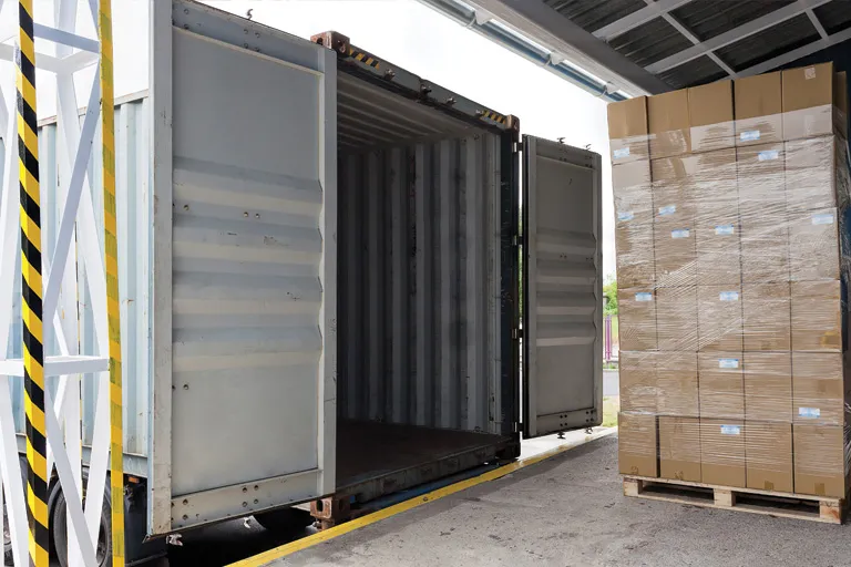 Truck ready to load with full pallet