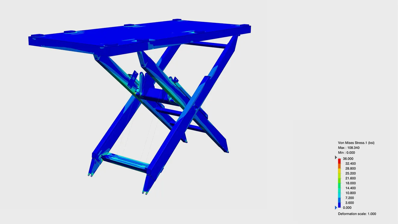 3D Rendering of PES full stroke scissor lift - 3DEXPERIENCE Works