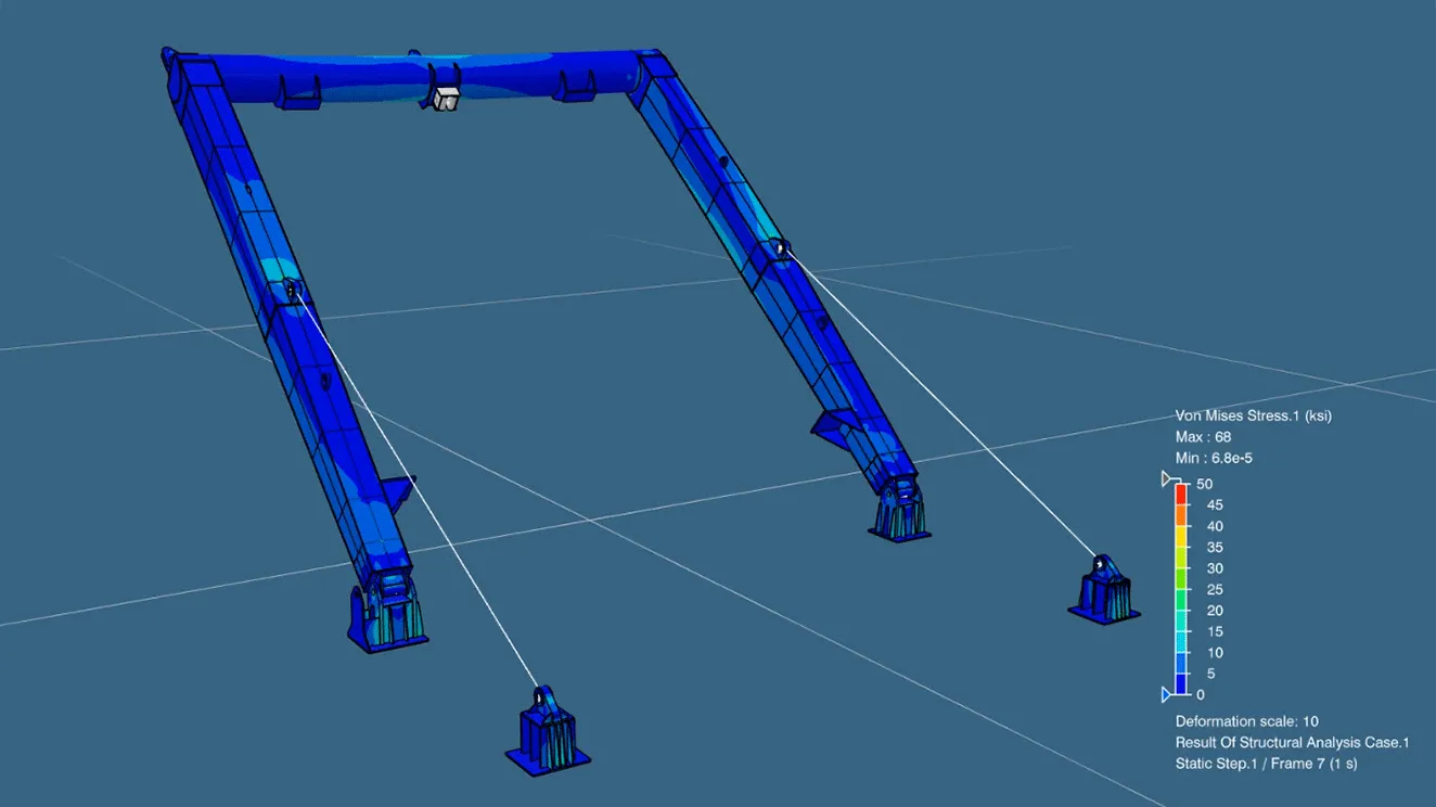 3D rendering with simulation of PES A-frame - 3DEXPERIENCE Works 