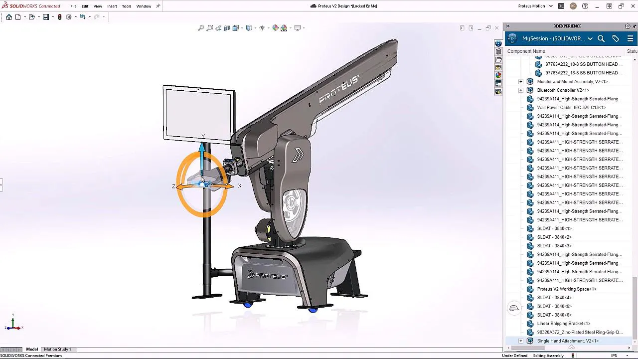 3D-Modell der Proteus Motion-Maschine mit Daten