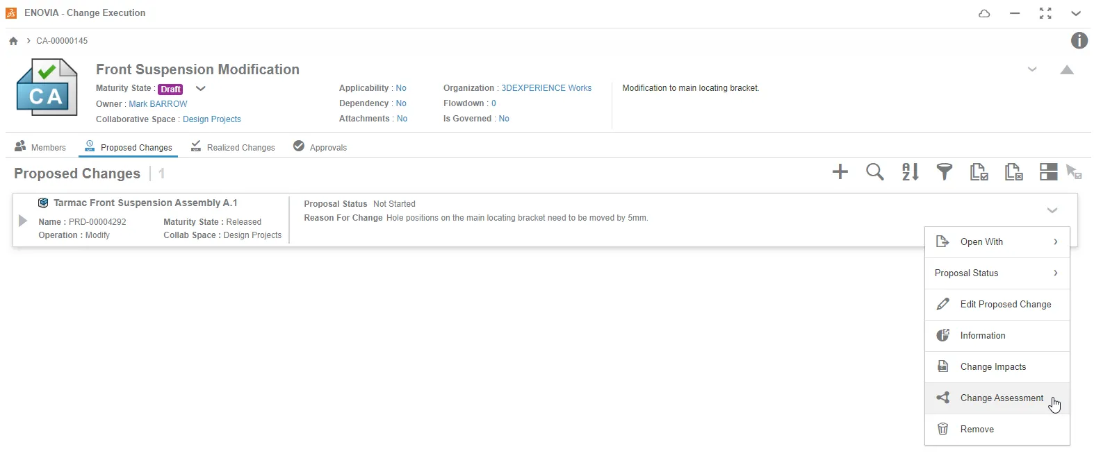Change Assessment > Manage & Control > Dassault Systèmes®