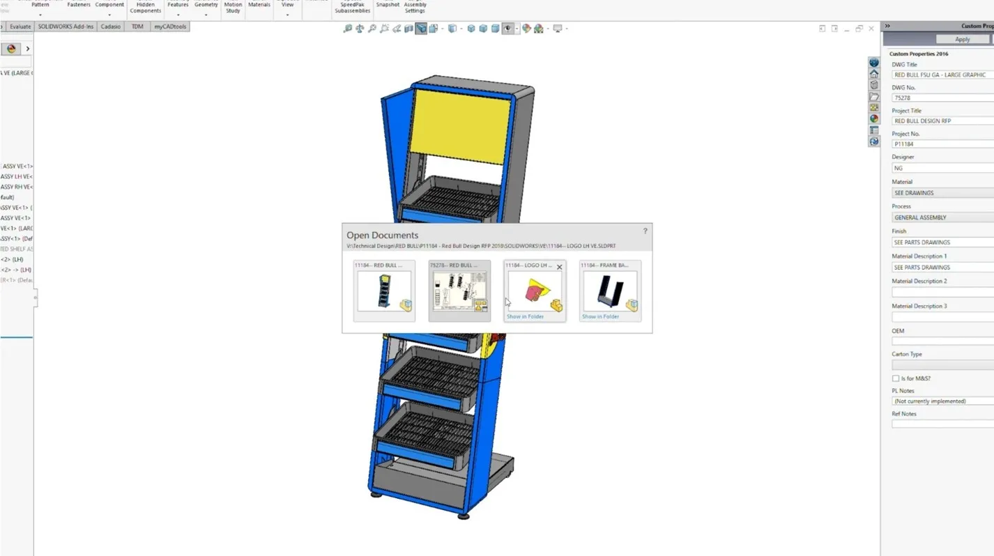 RedBull Point-of-Purchase display in SOLIDWORKS Design