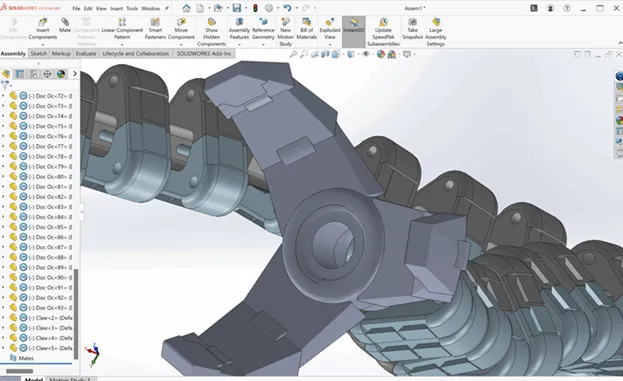 Exoskeleton arm and claw fully designed in SOLIDWORKS 
