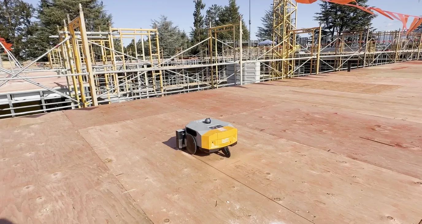 Dusty Robotics on-site plywood