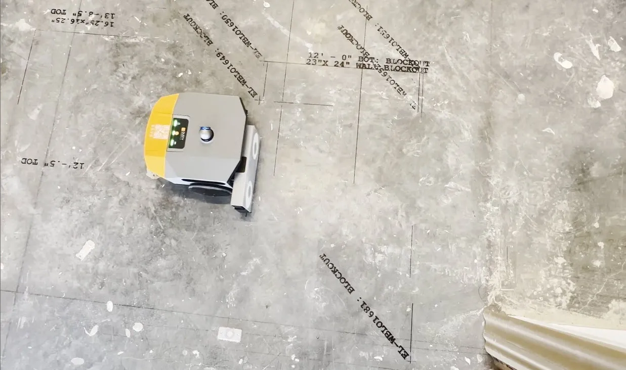 Dusty Robotics on-site layout marking - concrete