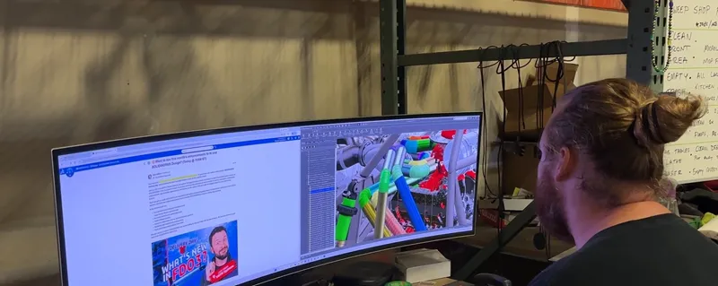 Joel using SOLIDWORKS