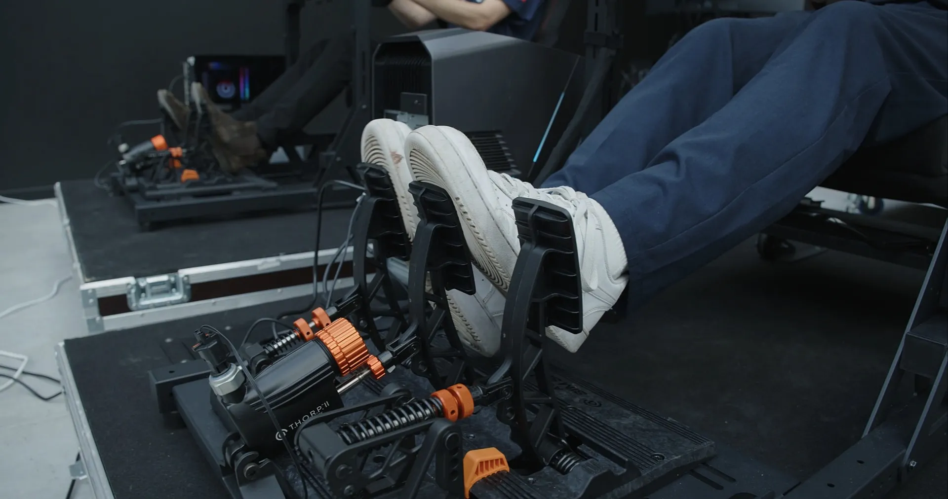 T.H.O.R.P. II pedals bring hydraulic braking to the sim rig.