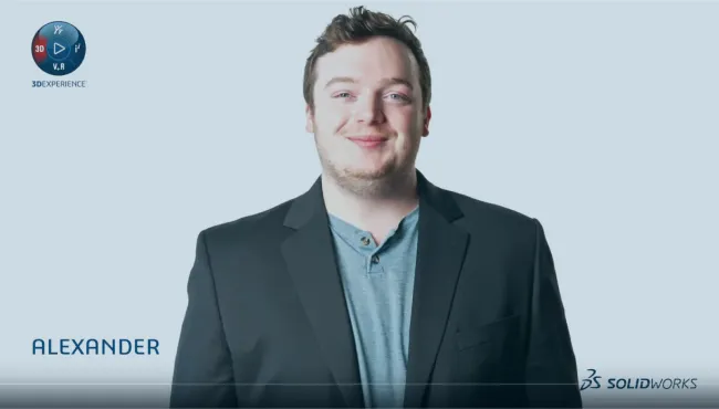 SOLIDWORKS customer facing the camera and talking