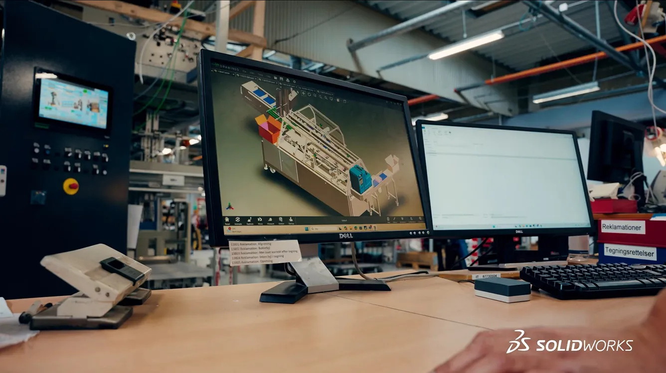 SOLIDWORKS Visualize rendering of Schur machine on computer screen