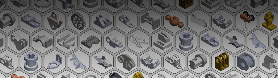 SOLIDWORKS 3D CAD Models Collage - Use Practice Problems for CSWA CSWP Exams