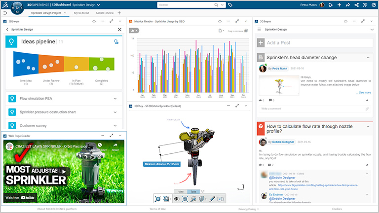 SOLIDWORKS Collaborative Business Innovator – Dashboard-Bildschirm