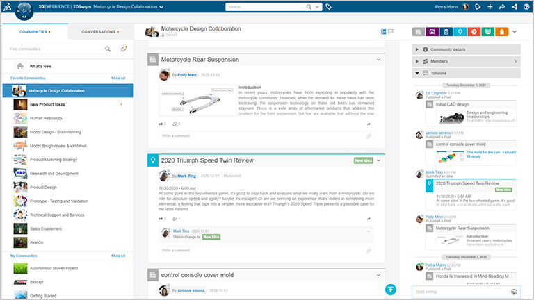SOLIDWORKS Collaborative Business Innovator – 3DSwym Community-Bildschirm