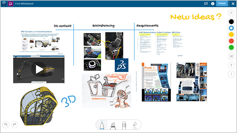 SOLIDWORKS Collaborative Business Innovator – Whiteboard-Bildschirm