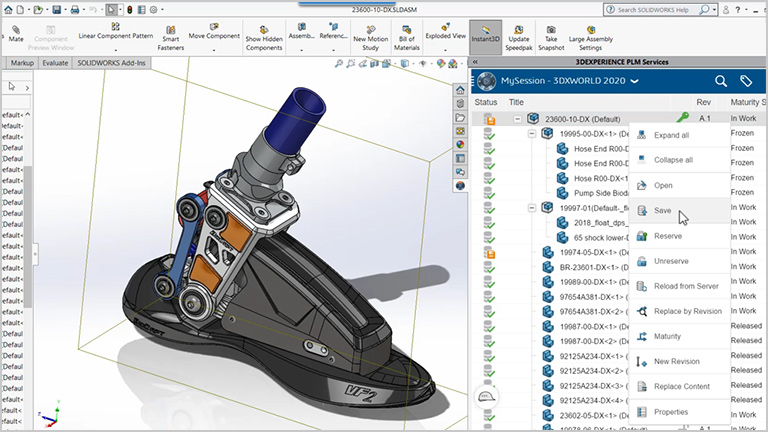 Écran Enregistrer et partager en toute sécurité Collaborative Designer for SOLIDWORKS