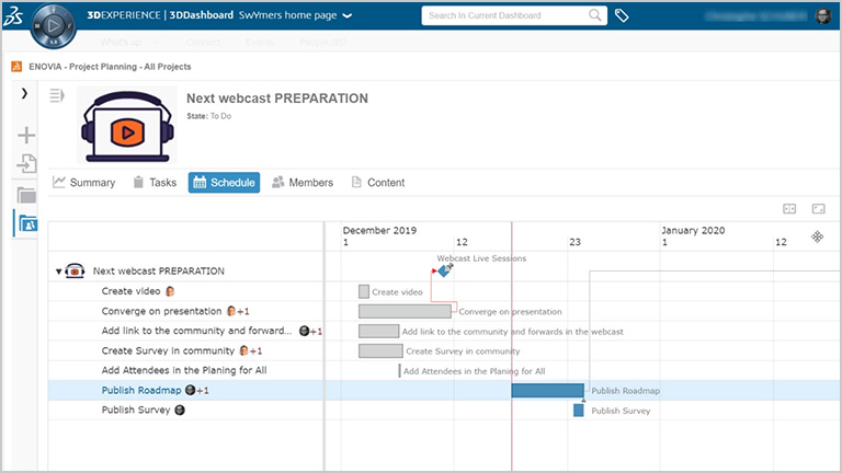 project planner tasks