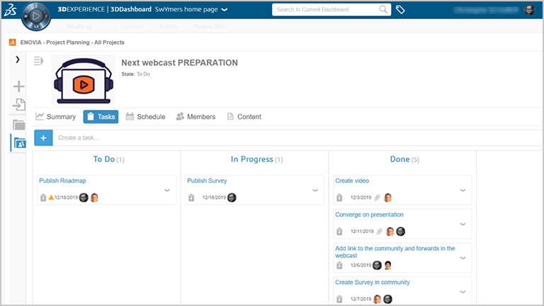 project planner tasks