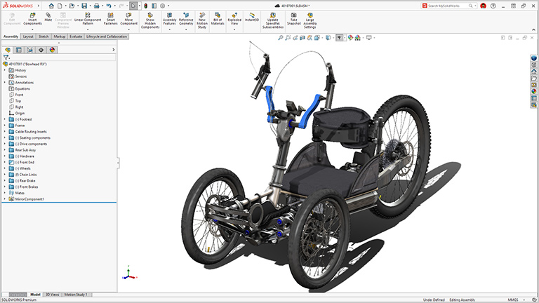附带设计数据的 Bowhead 自适应自行车 3D 模型 - SOLIDWORKS