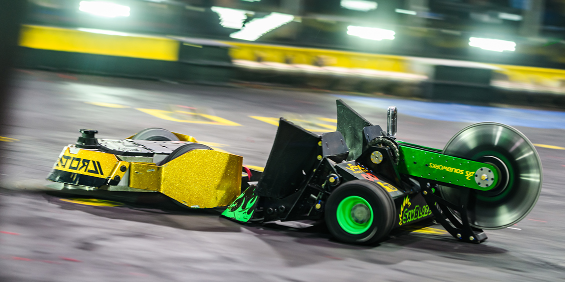 Sawblaze robot in motion