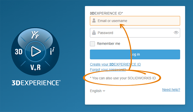 Screenshot of login fields for entering your 3DEXPERIENCE login information