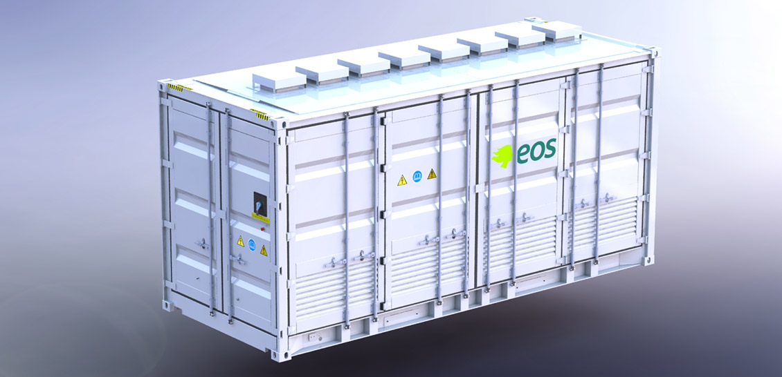 SOLIDWORKS rendering of EOS zinc battery with doors shut