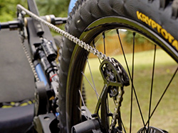 Closeup view of wheel of Bowhead adaptive ebike - SOLIDWORKS Cloud Services