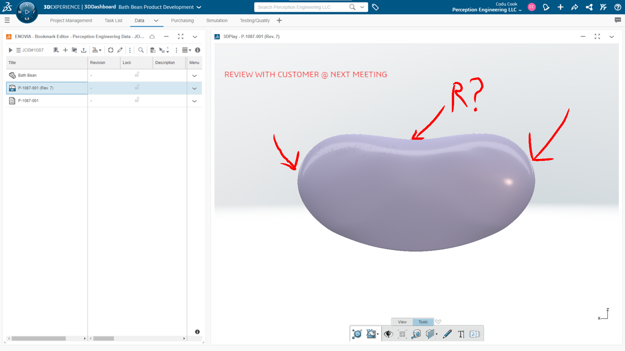 Bath Bean design in 3DEXPERIENCE Works design window