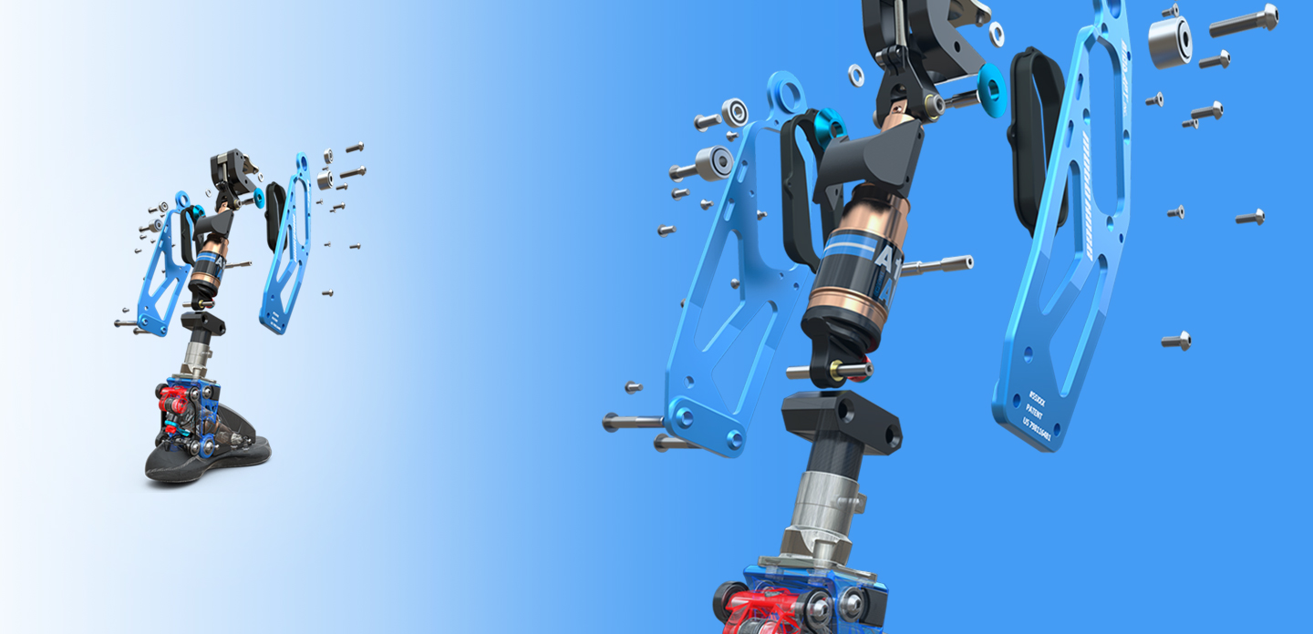 3DEXPERIENCE SOLIDWORKS design for biomechanical leg