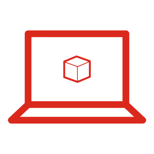 Icona SOLIDWORKS con un cubo 3D sullo schermo di un laptop