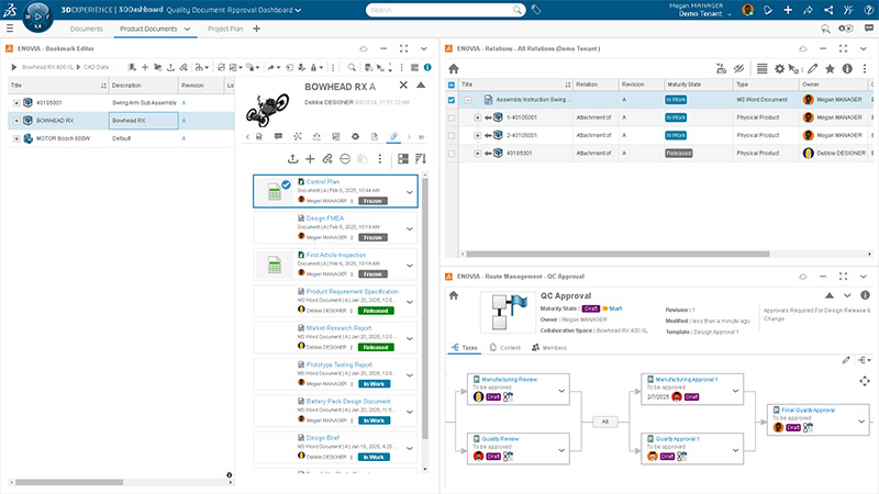 品質承認チャートを表示するSOLIDWORKSユーザー インターフェイス