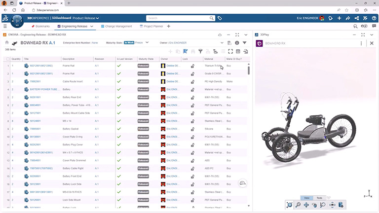 SOLIDWORKS screen showing personalized BOM view