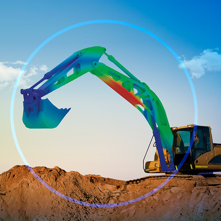 Simülasyon verileriyle bir kepçenin 3D modeli - SOLIDWORKS