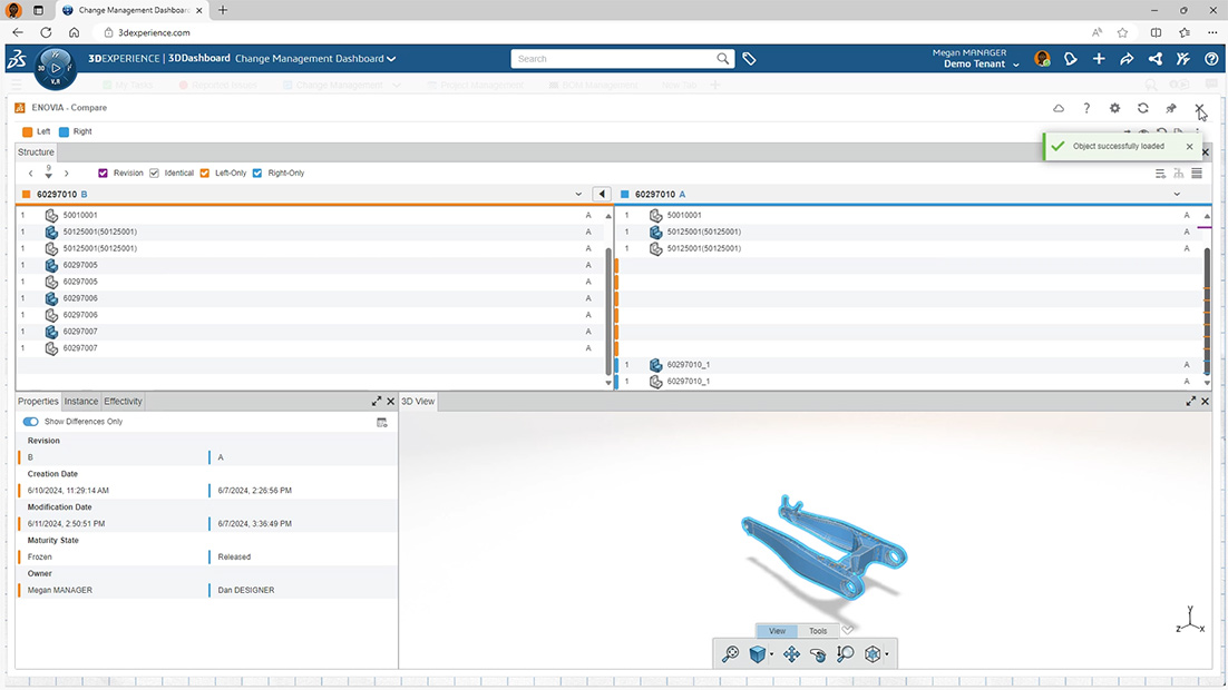 Change Management dashboard - SOLIDWORKS