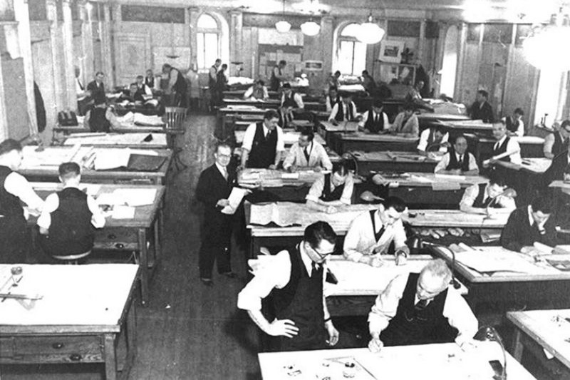 Image historique représentant l'évolution des outils de CAO vers la modélisation 3D