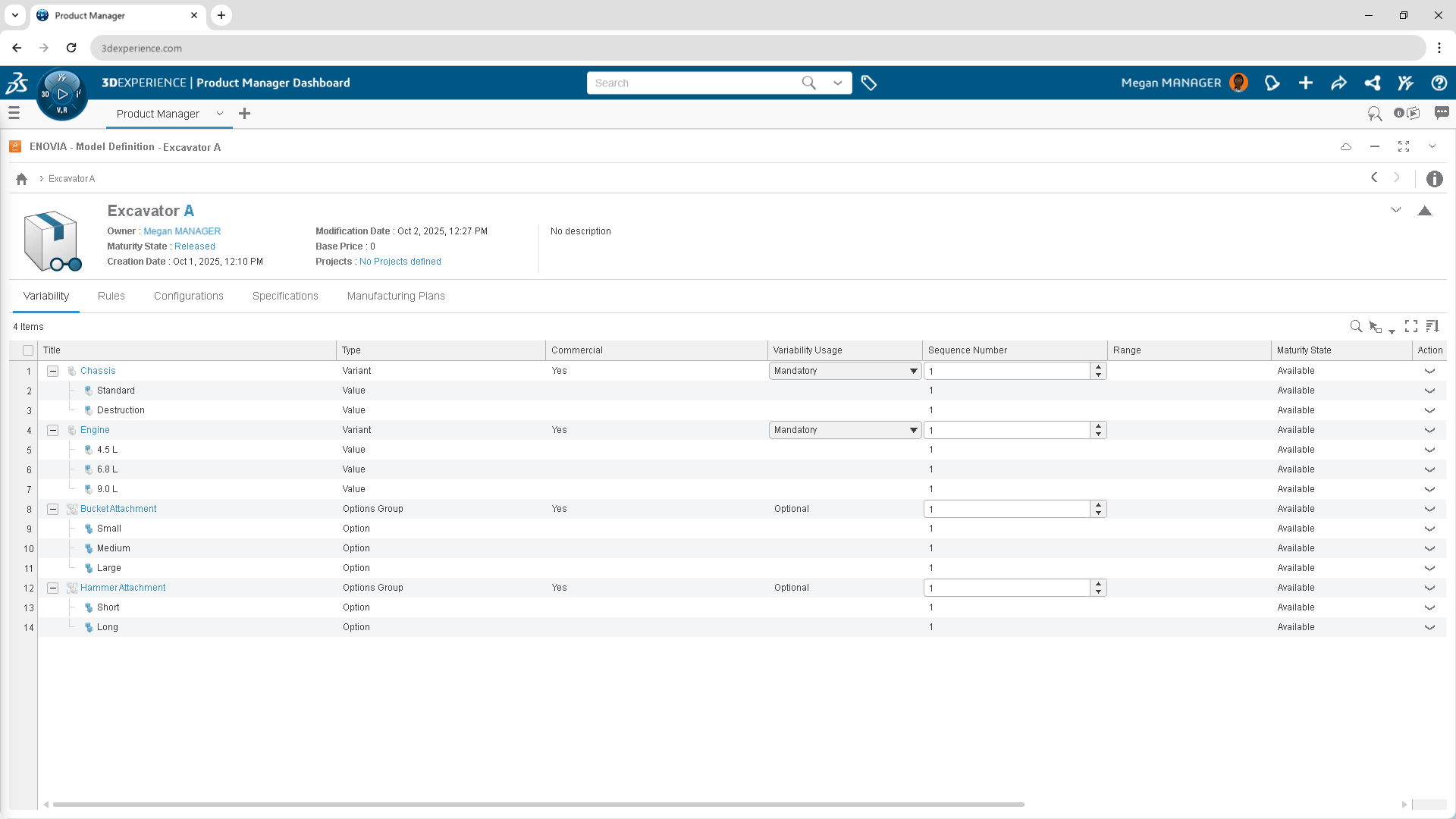 Product Variant Management screenshot