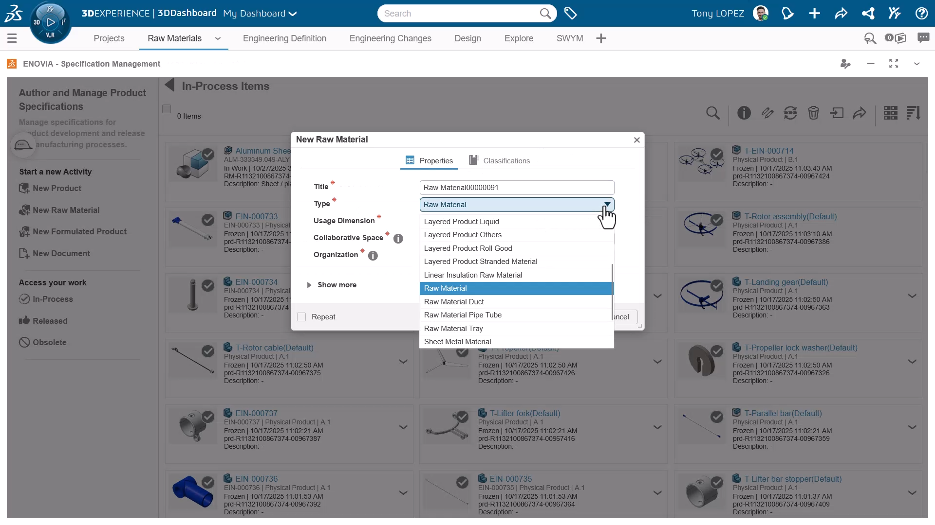 Raw Materials Management screenshot