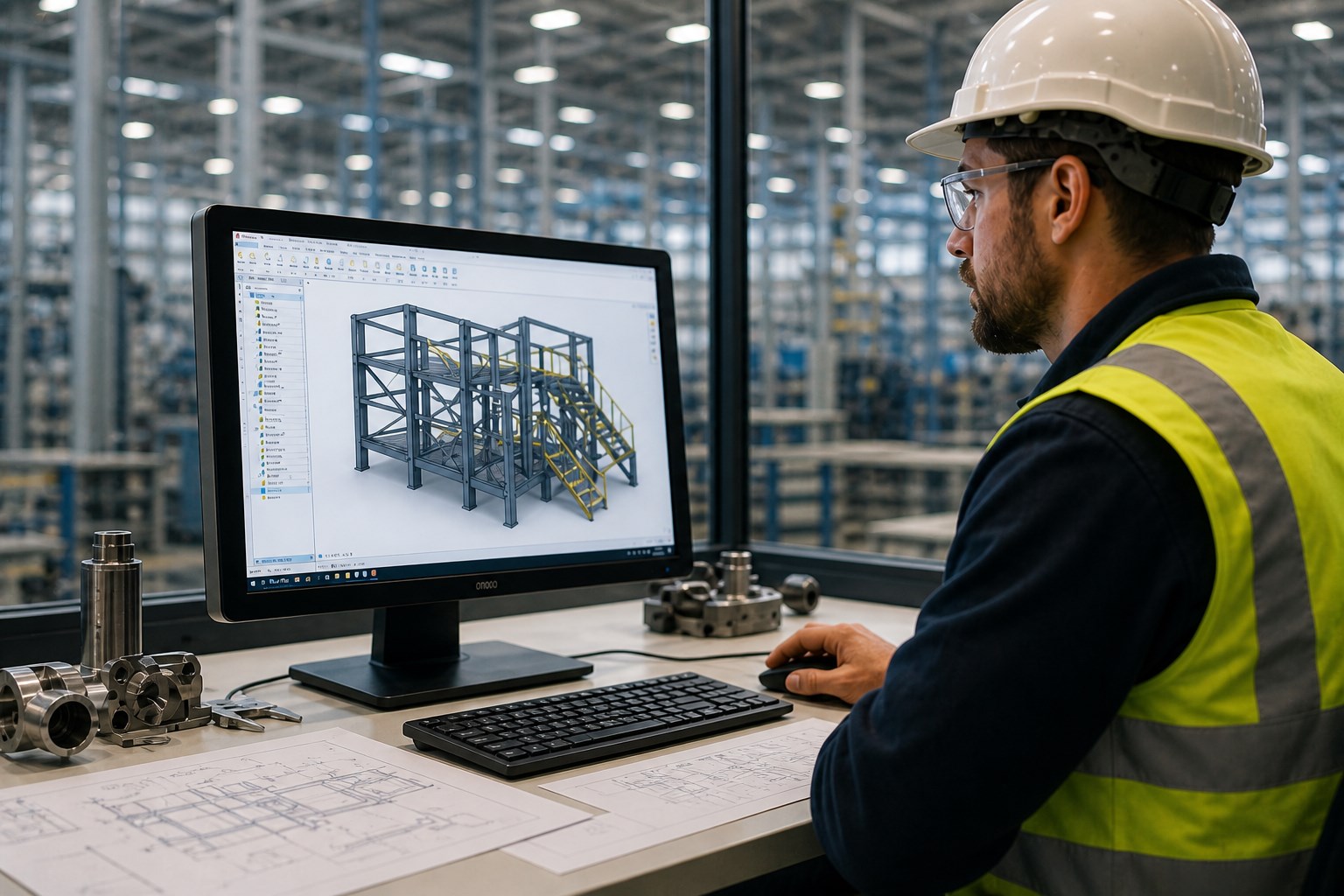 Industry worked using Solidworks on screen