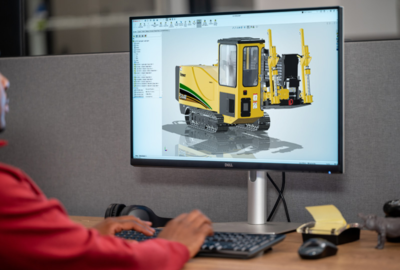 SOLIDWORKS 3D model in software on computer monitor