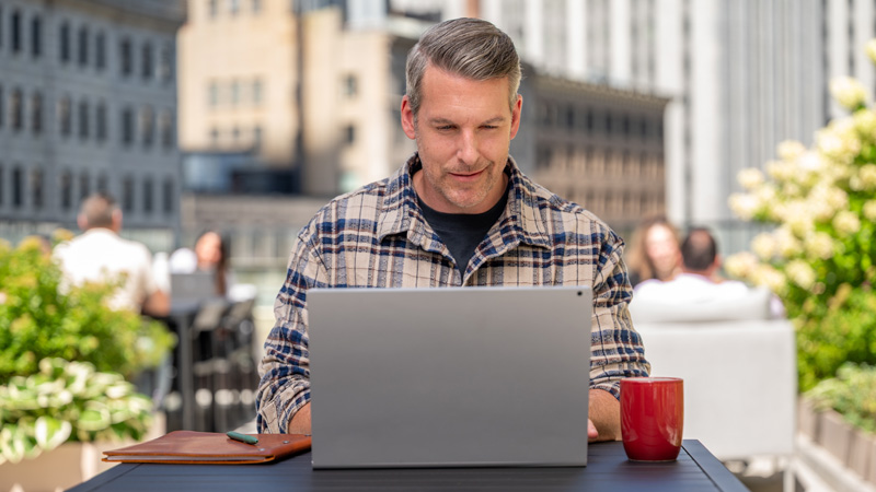 SOLIDWORKS User sitting a laptop to do preview testing