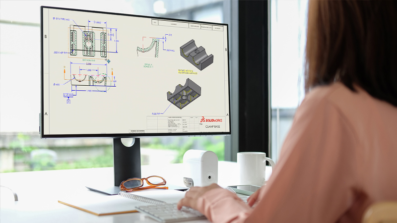 SOLIDWORKS user interface showing manufacturing documentation