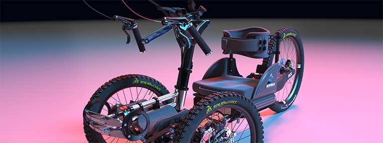 SOLIDWORKS 3D rendering of Bowhead e-bike