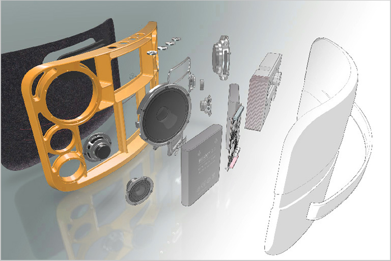 Product Communicator exploded view of speaker