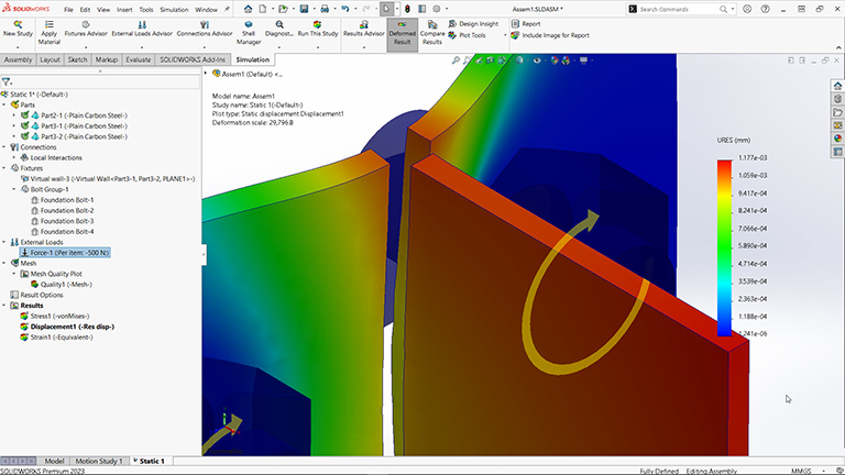 Screenshot of SOLIDWORKS Simulation