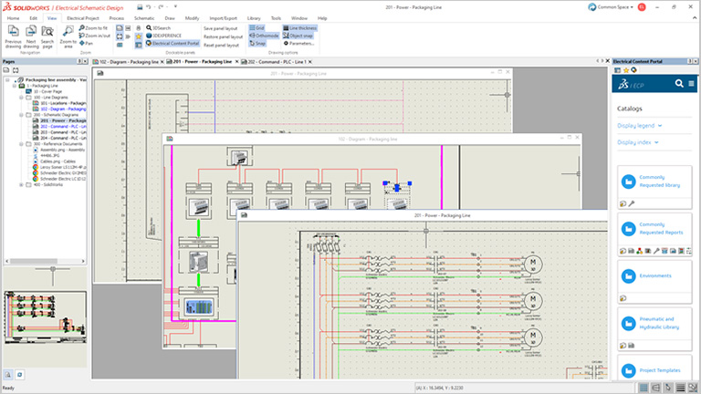 Benutzeroberfläche von Electrical Schematic Designer, die Integration anzeigt