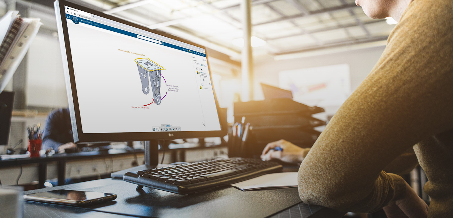 Designer creating 3D model with markup - SOLIDWORKS