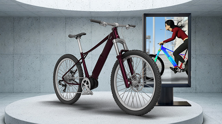 3D model of an e-bike on a stage - SOLIDWORKS Simulation