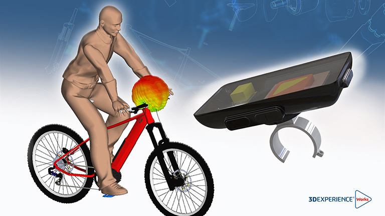 3D Rendering of bicycle with GPS electromagnetic radiation - SOLIDWORKS
