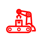 Icon with assembly line and robotic arm - SOLIDWORKS