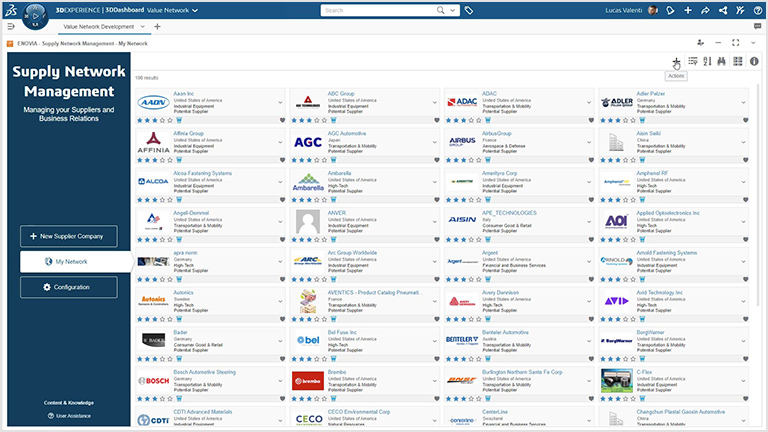 Screenshot of User Interface for PTN - 3DEXPERIENCE Works